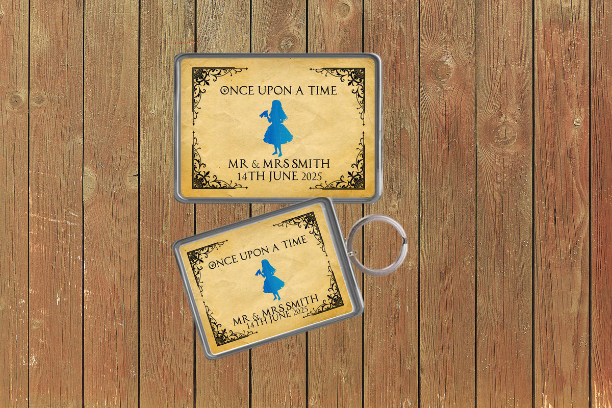 Alice in Wonderland Fairytale Wedding Keychain Keyring Magnets Favours Favors Personalized Personalised Custom Brithday Wedding Wonderland