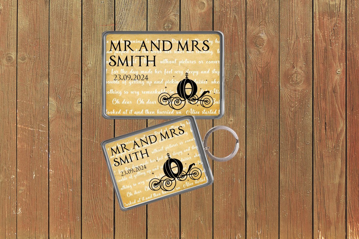 Cinderella Carriage Fairytale Wedding Keychain Keyring Magnets Favours Favors Personalized Personalised Custom Brithday Storybook