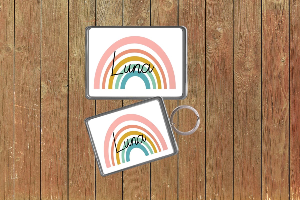 Rainbow Name Keychain Keyring Magnets Favours Favors Personalized Personalised Custom Brithday Wedding Birthday Mother's Day Mum Child's Key