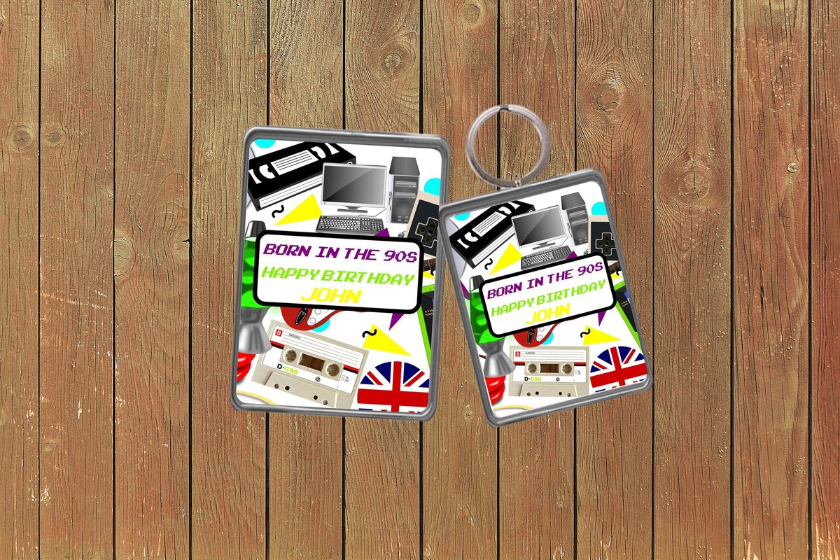 Born in the 90s Keychain Keyring Magnets Favours Favors Personalized Personalised Custom Brithday Birthday 30th Brithday Gift Present Retro