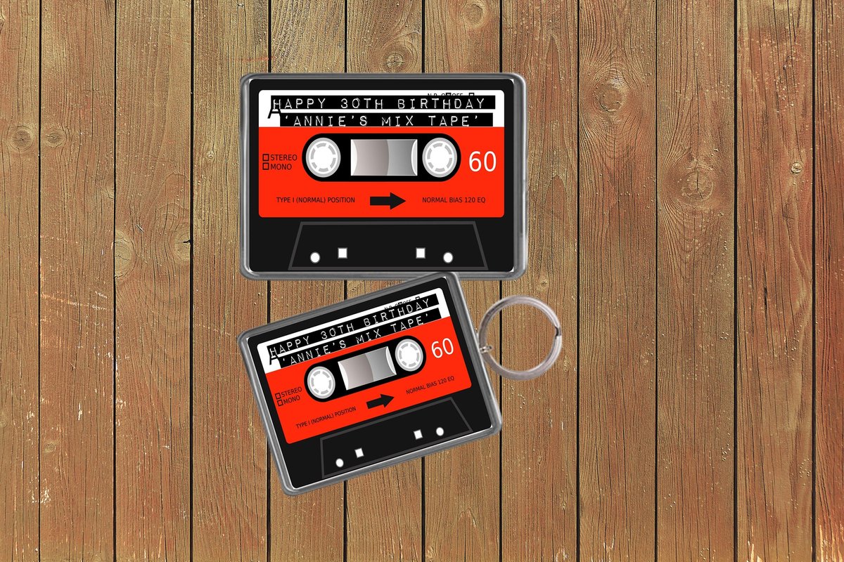 Music Tape Cassette Birthday Keychain Keyring Magnets Favours Favors Personalized Personalised Custom Birthday Present Music Fan Tape