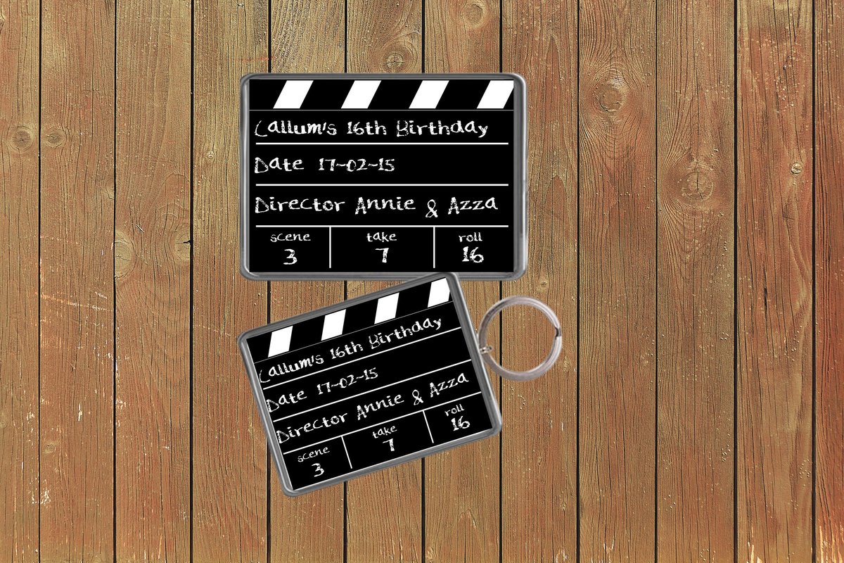Movie Clapper Board Film Birthday Keychain Keyring Magnets Favours Favors Personalized Personalised Custom Birthday Present Film Fan Camera