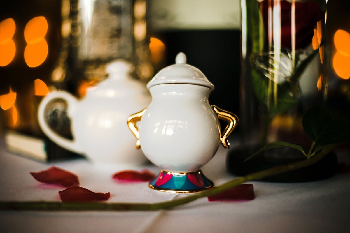 Beauty and the Beast Centrepiece Clock, Gold Candelabra,Teapot,Tea Cup,Rose Dome, Sugar Pot,Rose Petals,Single Rose,Sign Fairytale Wedding