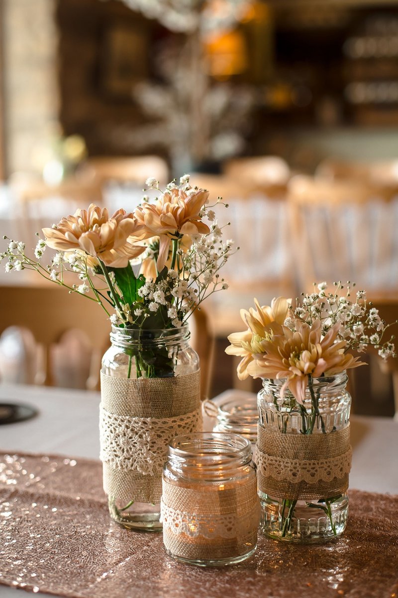 Wedding Jars Hessian Wrap Perfect for Flowers, Candles or Lights. Small, Medium & Large Jars Centrepiece Fairytale Rustic Boho Wedding