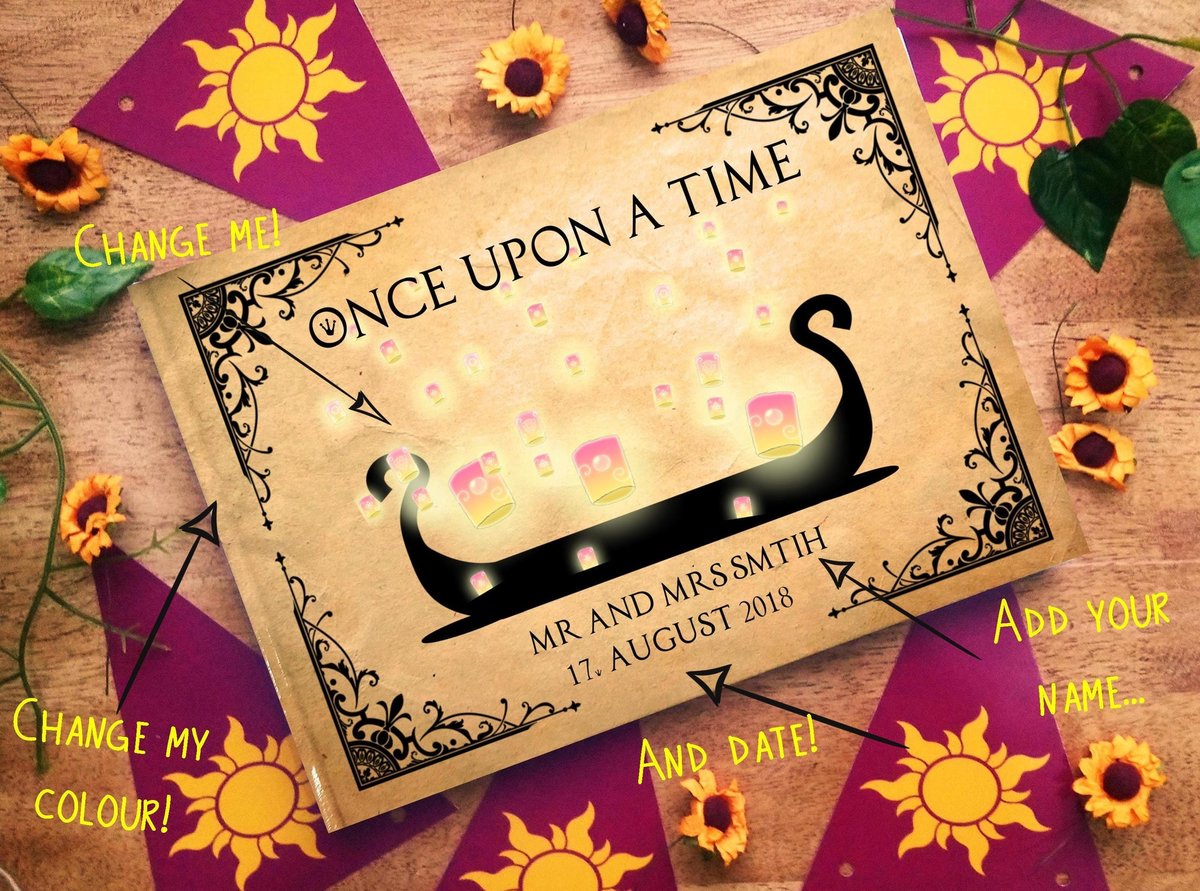 Rapunzel Floating Lanterns and Boat Wedding Guestbook Personalised Personalized Fairytale Weddings Scrapbook Album Wedding Planner