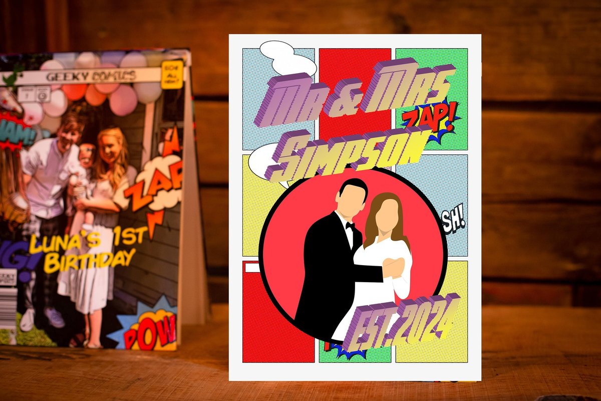 Wedding Comic Guestbook Personalised Personalized! Custom Wedding Gift, Superhero, Comic Book Perfect for Themed Weddings Party,Comic Geek