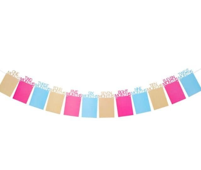 1st Birthday Bunting Garland Banner Baby Boys Girls Decor First Birthday Photo Banner Milestone Banner Decorations Pastel Birthday Bunting