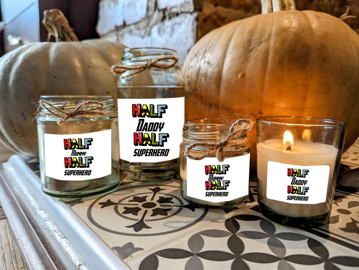 Half Superhero Half Mummy Half Daddy Comic Father's Day Favors Favours Custom Personalised Personalized Small, Medium, Large, Wax Fill