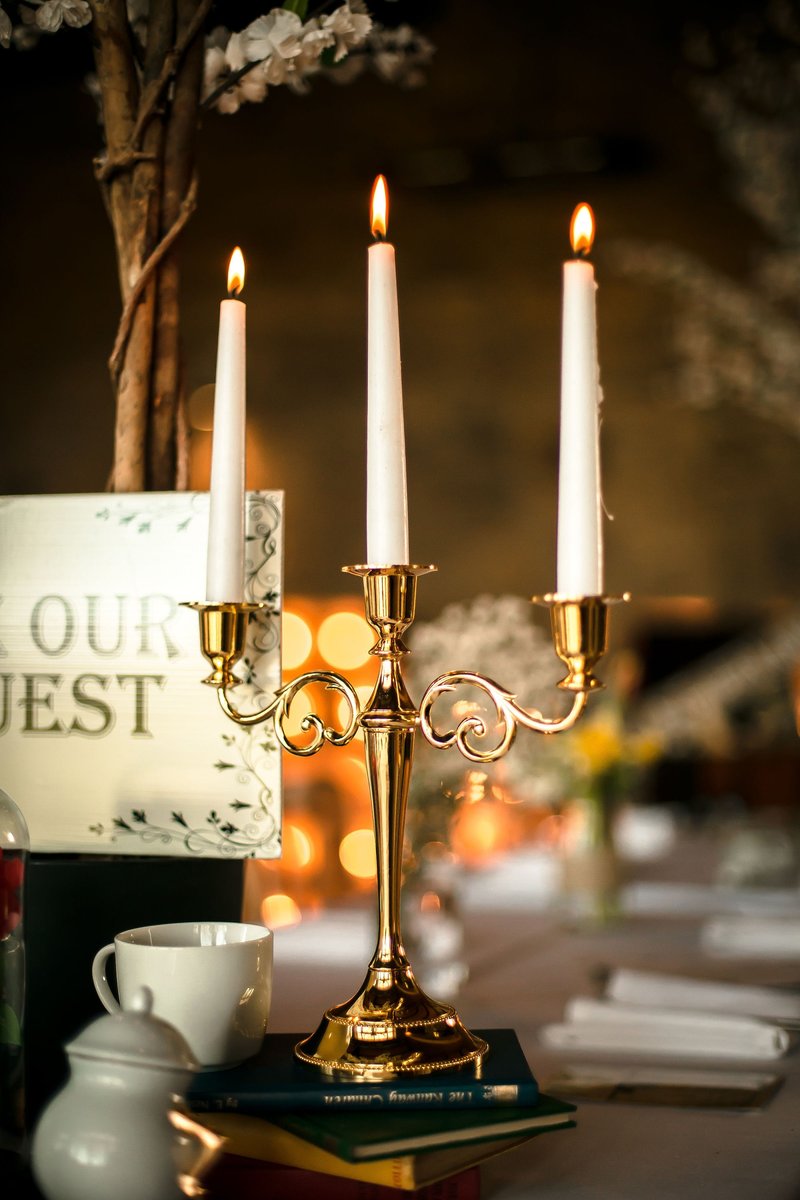 Beauty and the Beast Gold Candelabra Perfect for Fairytale and Fantasy Themed Weddings Centrepiece Candlestick Holder