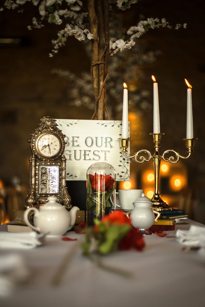 Beauty and the Beast Gold Candelabra Perfect for Fairytale and Fantasy Themed Weddings Centrepiece Candlestick Holder