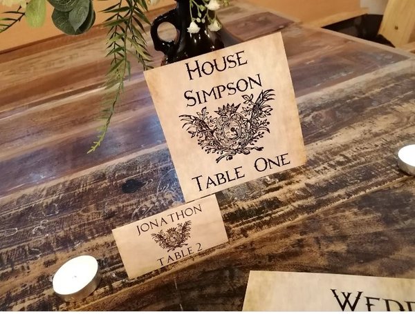 Coat of Arms Wedding Menu,Table Name & Name Place Cards Castle Themed Weddings, Parties, Comic Con, Events,Table Decorations,Name Card