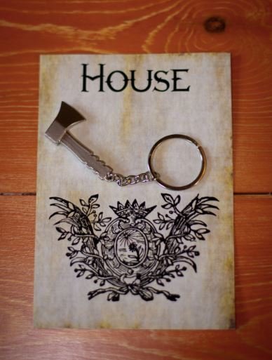 Coat of Arms Axe Keychain Keyring Personalised Personalized House Name Medevil Castle Wedding Favors Favours Charm Vinyl Decal Wedding