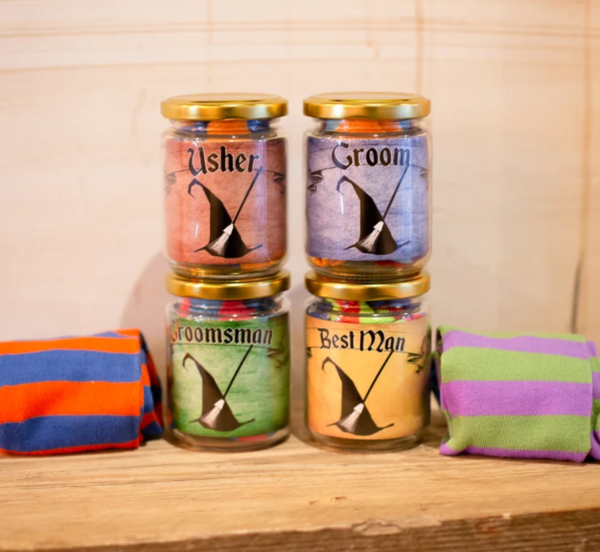 Wizard Wedding Socks in Jar! Will You Be My Best Man,Groomsman,Usher,Paige Boy, Father of Bride/Groom Gift Wedding Castle Barn Weddings