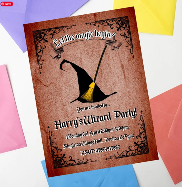 Wizard Birthday Invites Invitations Personalised Personalized Perfect for Wizard, Castle, Medevil Themed Birthday Party Decorations Custom