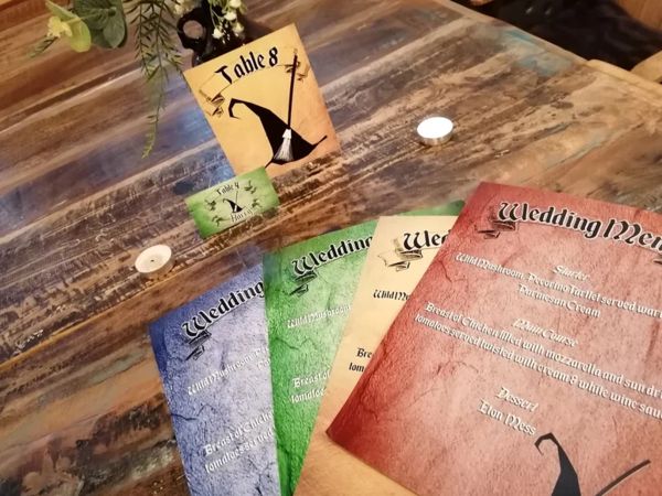 Wizard Wedding Menu,Table Name & Name Place Cards Medevil Castle Fairytale Weddings, Parties, Comic Con, Events,Table Decorations,CUSTOM