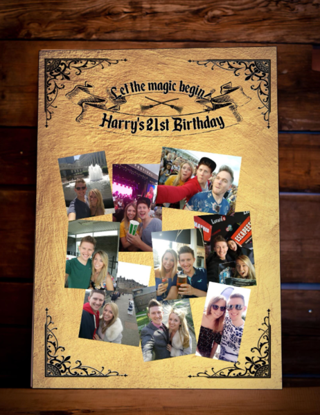 Wizard Photo Collage Correx Birthday Board Halloween Spooky Castle Party Display Board Personalised Personalised Custom Wizard Hat Theme