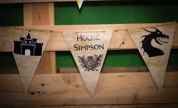 Castle & Knights Bunting Coast of Arms Established Wedding Personalised Personalized Perfect For Castle Weddings Medevil Parties Decorations