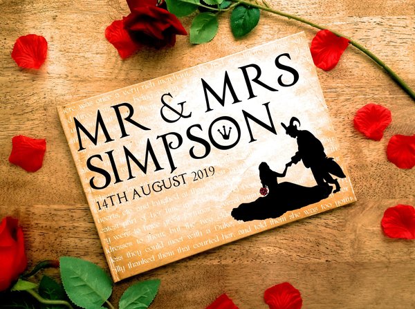 Beauty and the Beast Storybook Wedding Guestbook Personalised Personalized Enchanted Rose French and Fairytale Weddings Scrapbook Album