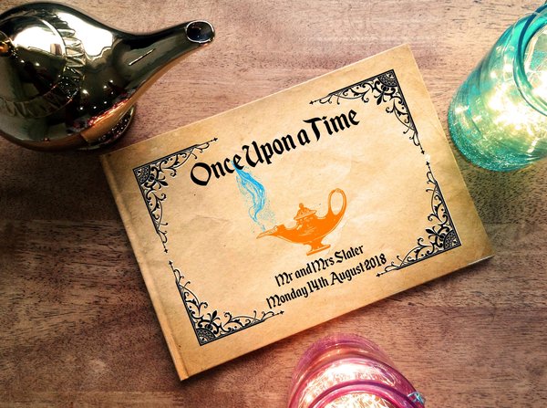Aladdin Fairytale Wedding Guestbook Personalised Personalized Perfect for Fairytale Weddings Scrapbook Album Genie Lamp Arabian Nights