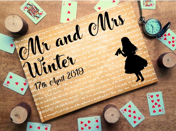 Alice in Wonderland Story Book Wedding Guestbook Personalised Personalized  Scrapbook, Note Book, Photo Album, Engagement,Birthday