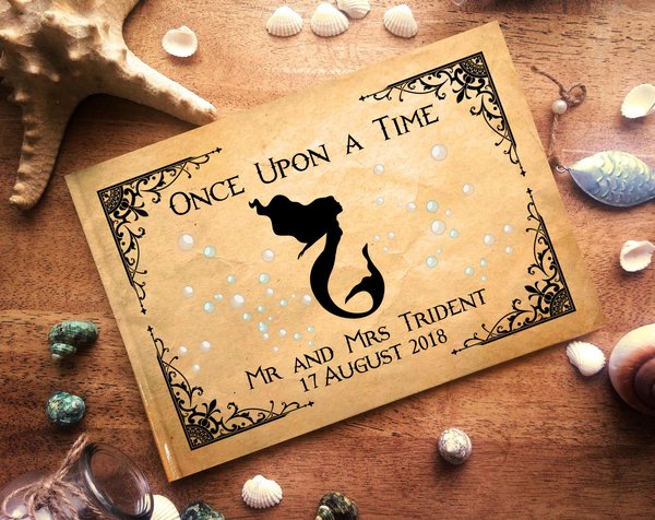 The Little Mermaid Silhouette Wedding Guestbook Personalised Personalized Perfect for Mermaid Sea and Fairytale Weddings Scrapbook Album