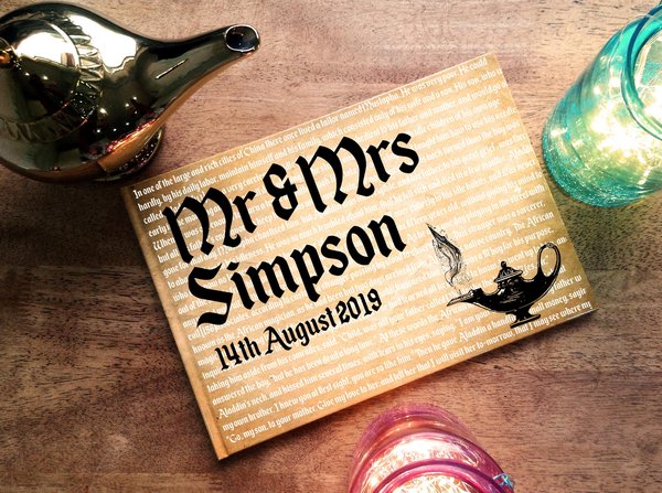 Aladdin Storybook Wedding Guestbook Personalised Personalized Perfect for Arabian Nights and Fairytale Weddings Scrapbook Album Genie Lamp