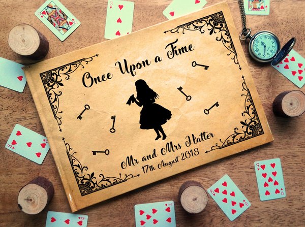Alice in Wonderland Wedding Guestbook Silhouette Personalised Personalized Perfect for Wonderland and Fairytale Weddings Scrapbook Album