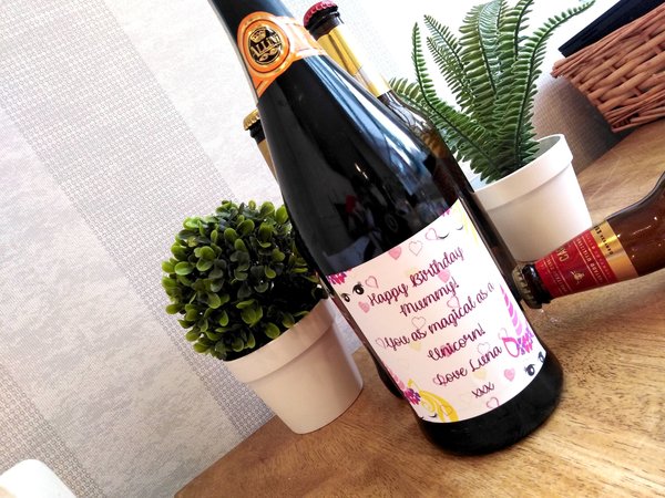 Unicorn Prosecco Label Personalised Personalized!Perfect Mother's Day, Mum Mom Mummy Birthday Gin Champagne Wine Bottle Label Gift Present