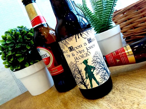 Fairytale Woodland Champagne Label Beauty and Beast,Peter Pan,Alice,Little Mermaid,Aladdin,Rapunzel Personalized Personalised Wedding Gift