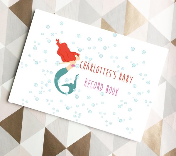 Baby Record Book Little Mermaid Personalised Personalized Gift Perfect For Fairytale Babies,Baby Shower Gift,Memory Book,Mermaid