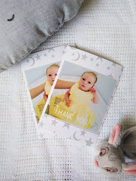 Baby Thank You Cards Personalised Personalized With Moon and Stars. Baby Shower and Birth Thank You Gifts Presents Cards,Invites,Invitation