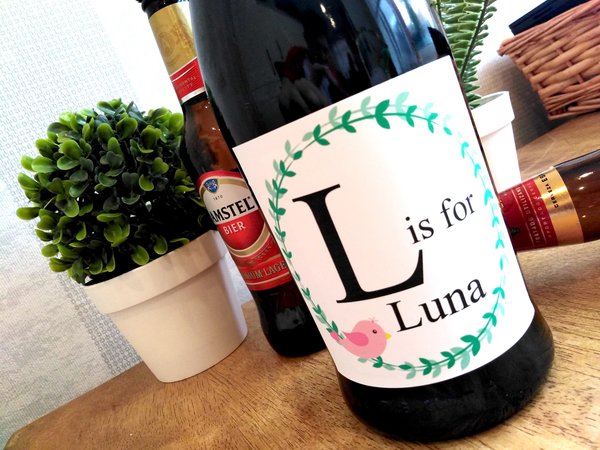 Wedding Hen Do Letter Prosecco, Wine, Champagne,Gin Label Featuring Name and Letter. Personalised Personalized Hen Do Alcohol Gift Present