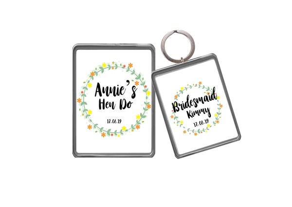 Hen Do Keychain Magnet Personalised Personalized!Perfect Hen Do Gifts,Hen Party Accessories,Keyring Favors Favours,Bridersmaid Gifts,Memory