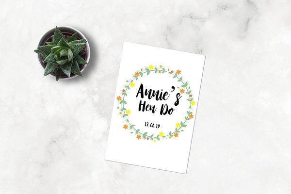 Hen Do Poster Print Personalised Personalized Custom Hen Do Party Games Decorations Decor Hen Do Bags Floral Wedding Games Board