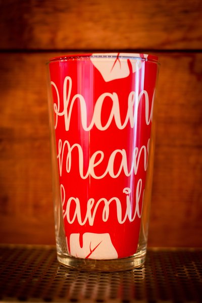 Ohana Personalised Beer Glass Perfect gifts for weddings, birthdays, wedding party presents, personalized personalised gifts, barware