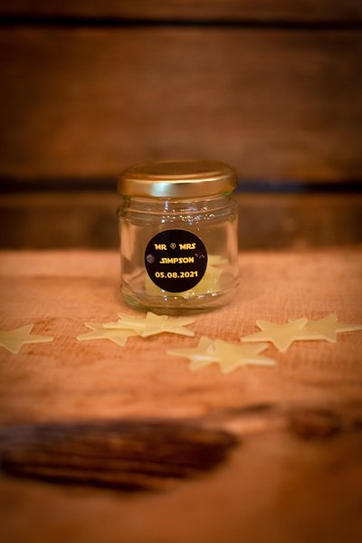 Glow in the Dark Stars in Jar with Personalised Personalized Label Perfect for Space themed weddings, parties, favours, favors, baby shower
