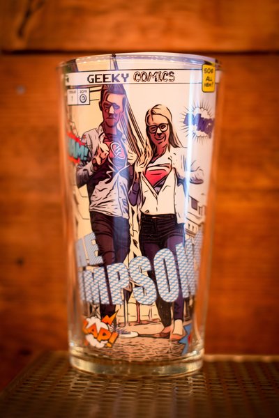 Comic Book Personalised Beer Glass Perfect gifts for weddings, birthdays, wedding party presents, personalized personalised gifts, barware