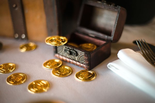 Pirate Treasure Plastic Gold Coins Wedding Favors Favours Neverland Little Mermaid Fairytale Themed Wedding Pirate Parties Weddings Party