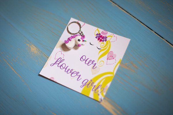 Unicorn Keychain Our Flower Girl Bridesmaid Maid of Honour Honor Unicorn Gifts Birthday Charm Party Bag Favors Favours Magical Unicorn Party