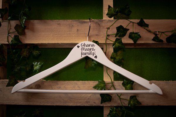 Ohana Means Family Hanger Bridal Party Gifts Perfect For Hawaiian, Fairytale Wedding Brown and White Bridesmaid, Bride, Groom, Flower Girl