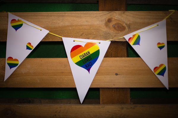 Love Heart Rainbow Bunting Birthday Wedding Parties Personalised Personalized LGBTQ Gay Pride Rainbow Party Decorations Wedding Decor
