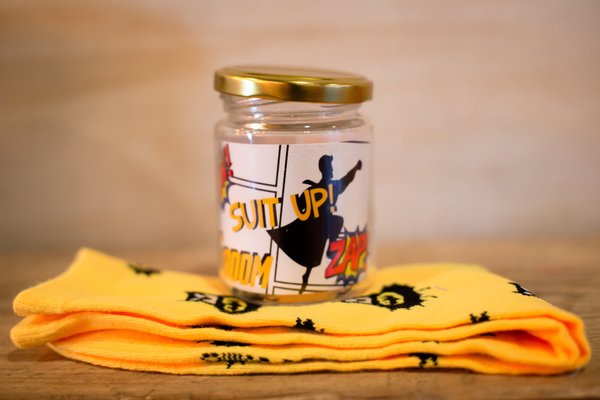 Superhero Wedding Socks in Jar! Will You Be My Best Man,Groomsman,Usher,Paige Boy, Father of Bride/Groom Gift Superhero Wedding Comic Style