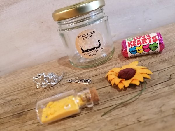 Rapunzel Fairytale Kit in Jar! Perfect Fairytale Themed Weddings Favours Favors Baby Shower Rapunzel Themed Wedding Yellow Sunflowers Gift
