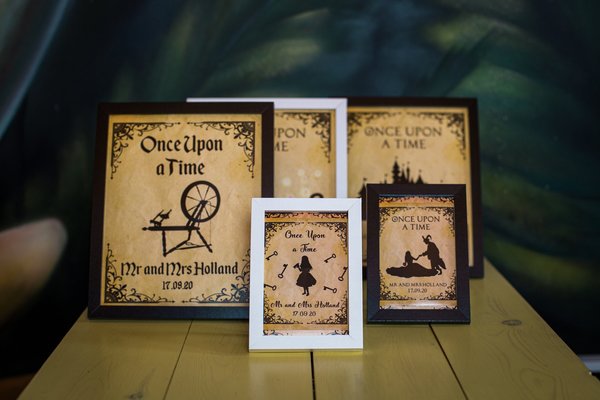 Fairytale Silhouette Framed Print Wedding Beauty and Beast,Peter Pan,Alice,Little Mermaid,Aladdin,Rapunzel Personalized Personalised Gift