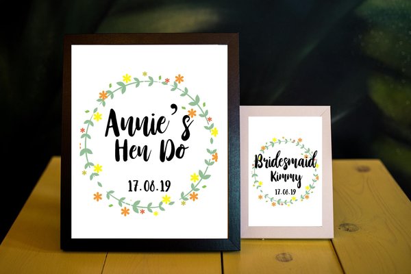 Hen Do Framed Print Personalised Personalized Perfect Hen Do Gifts,Hen Party Accessories,Favors Favours,Bridesmaid Gift Wedding Day Custom
