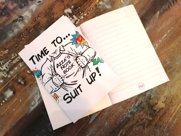 Superhero Notebook Jotter Notepad Personalised Personalized Custom Comic Books Suit Up Lined Book Superhero Book Party Favour Favor Gift