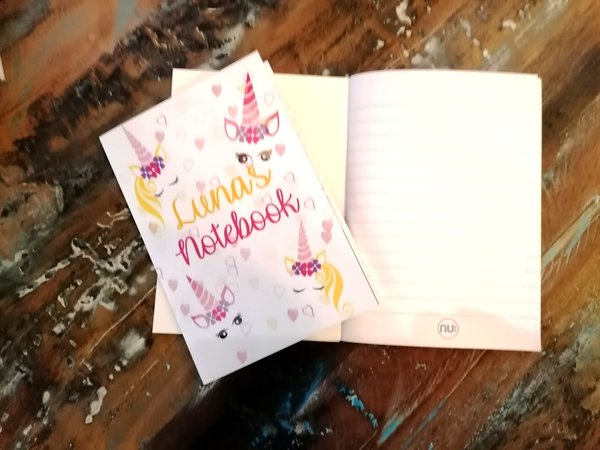 Unicorn Notebook Note Pad Jotter Books Personalized Personalised Custom Name Notebook 1st Notebook Unicorn Party Favours Favors Stationary