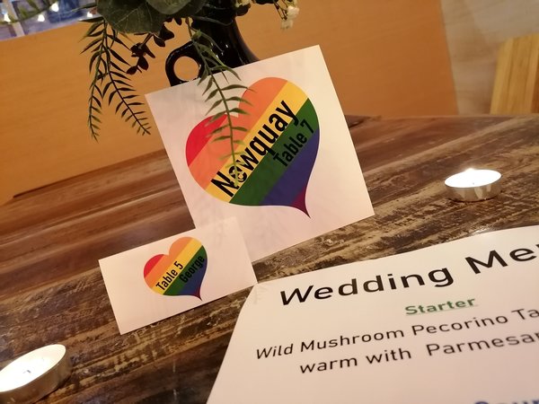 Rainbow Love Heart Wedding Menu,Table Name & Name Place LGBTQ Pride Themed Weddings, Parties, Events,Table Decorations,Custom Gay Name Card
