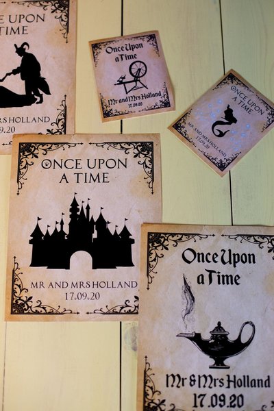 Fairytale Silhouette Poster Print Beauty and the Beast Aladdin Little Mermaid Sleeping Beauty Cinderella Alice Personalised Wedding Sign