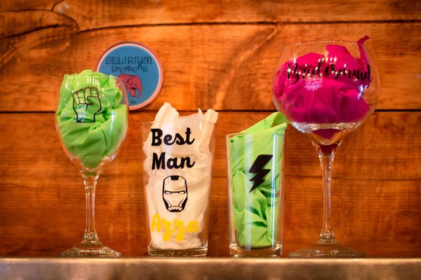 Superhero Glasses Gin Beer Wine Flute Personalised Personalized Custom Comic Book Best Man Usher Bridesmaid Groomsman Bride Groom Gifts